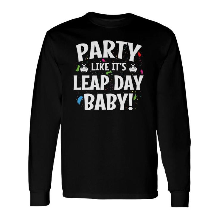 Leap Year Baby Dabbing Frog Leap Day Birthday Boys Girls Long Sleeve  T-Shirt - Monsterry