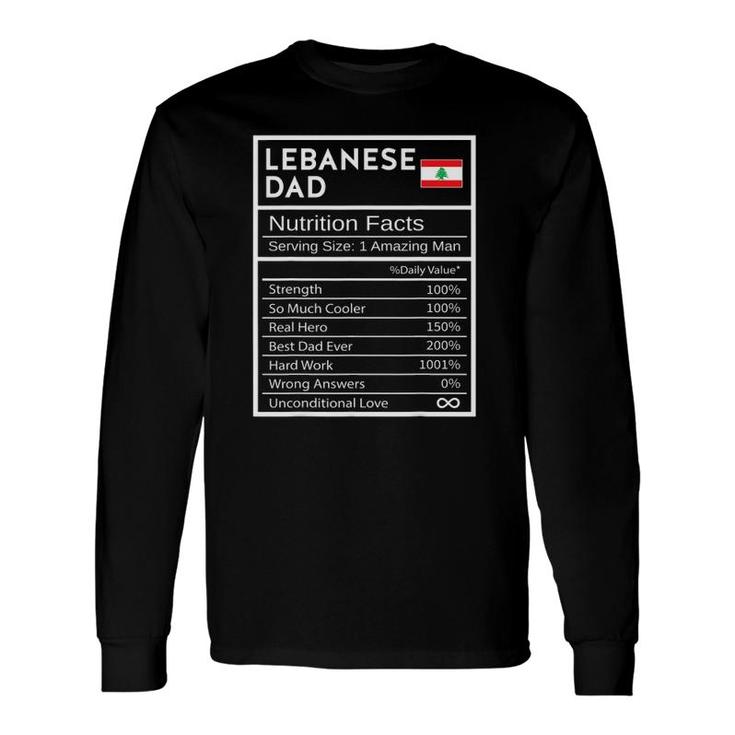Lebanese Dad Nutrition Facts National Pride Long Sleeve T-Shirt T-Shirt