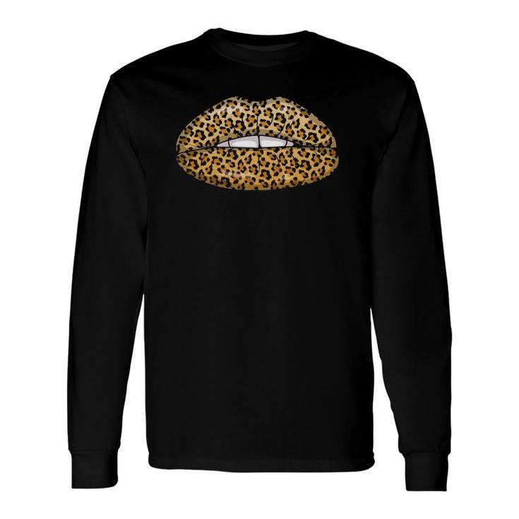 Leopard Lips Cool Mouth Cheetah Lipstick Long Sleeve T-Shirt