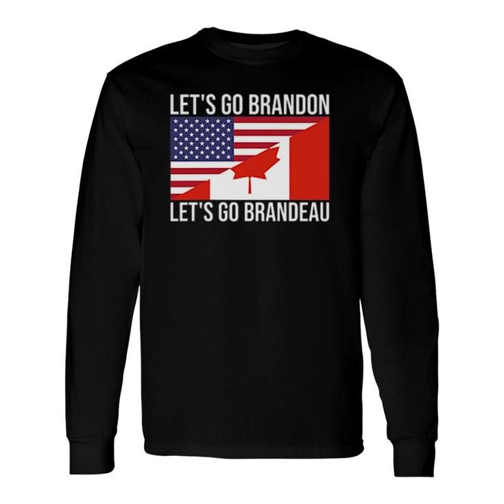 Let's Go Brandeau Usa Canada Flag Freedom Convoy Trucker Long Sleeve T-Shirt T-Shirt