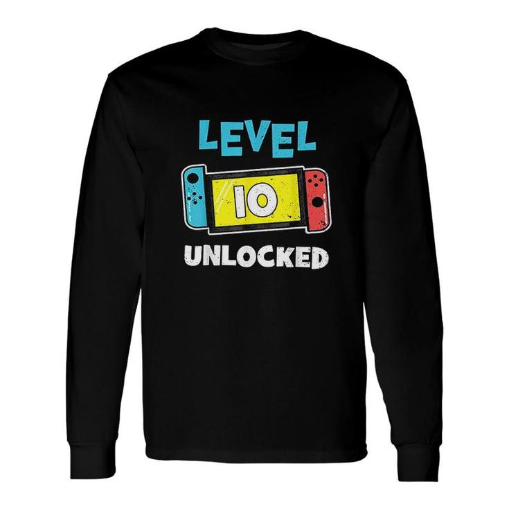 Level 10 Unlocked Gamer 10th Birthday Video Game Lovers Long Sleeve T-Shirt