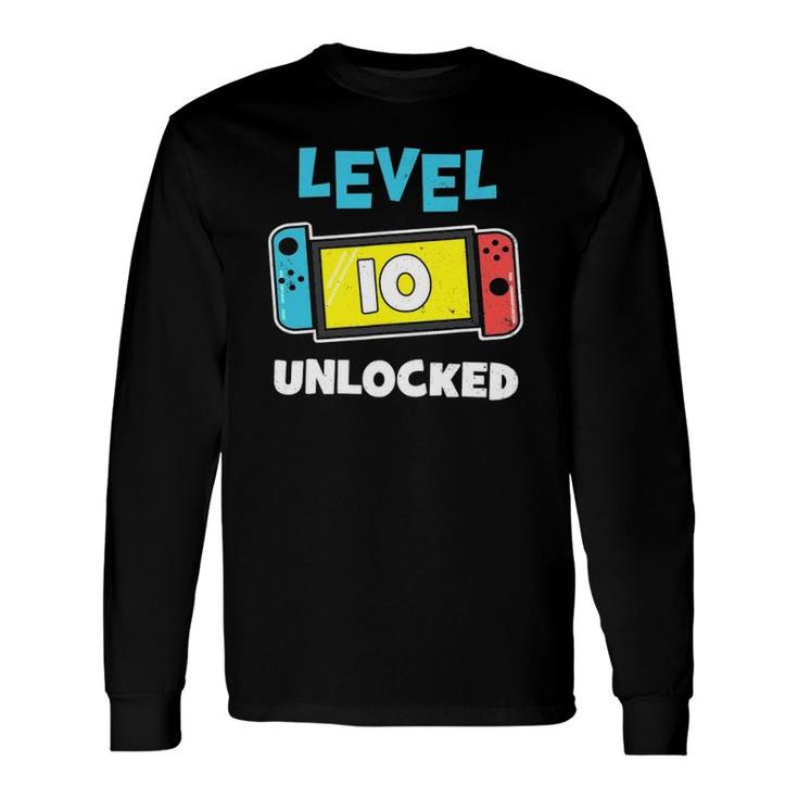 Level 10 Unlocked Gamer 10Th Birthday Video Game Lovers Long Sleeve T-Shirt T-Shirt