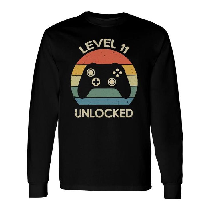 Level 11 Unlocked 11Th Gaming Birthday Controller Gamer Long Sleeve T-Shirt T-Shirt