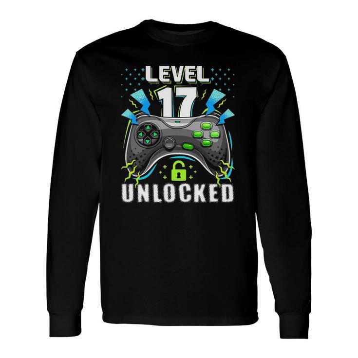 Level 17 Unlocked Retro Video Game 17Th Birthday Gamer Long Sleeve T-Shirt T-Shirt
