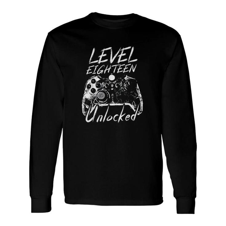 Level 18 Unlocked Boys 18th Birthday 18 Year Old Gamer Long Sleeve T-Shirt