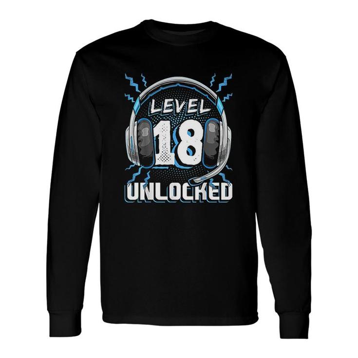 Level 18 Unlocked Video Game 18th Birthday PC Gaming Long Sleeve T-Shirt