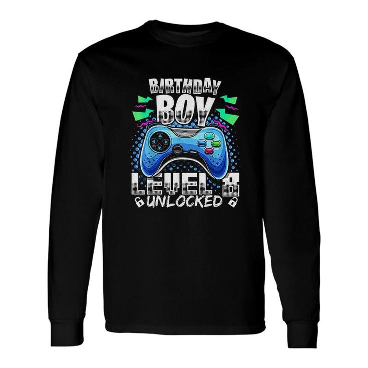 Level 8 Unlocked Video Game 8th Birthday Gamer Boys Electronic Long Sleeve T-Shirt