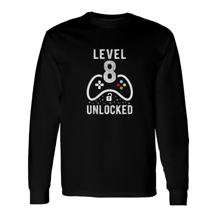 Level 8 Unlocked Video Game 8th Birthday Long Sleeve T-Shirt
