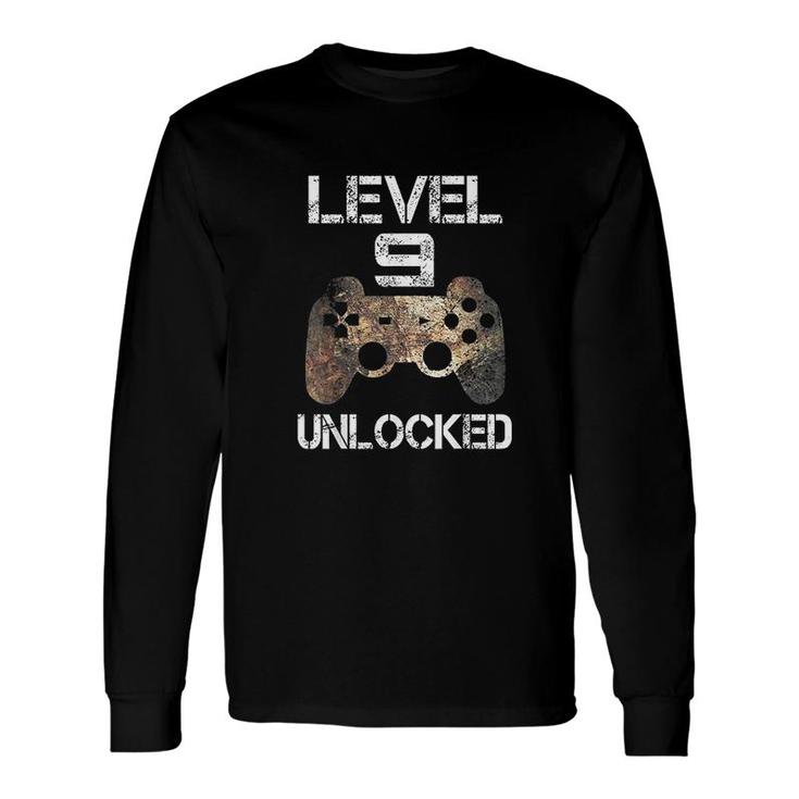 Level 9 Unlocked Boys 9th Birthday 9 Year Old Gamer Long Sleeve T-Shirt
