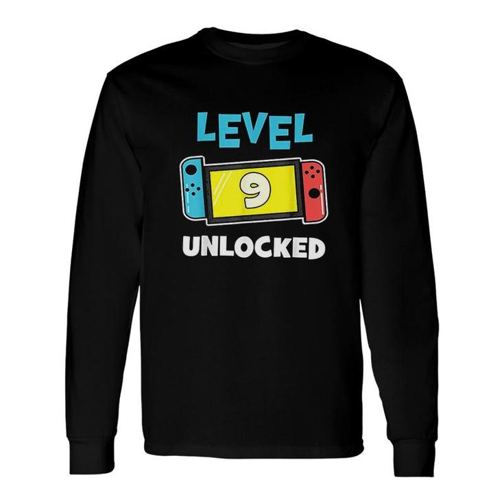Level 9 Unlocked Gamer 9th Birthday Video Game Lovers Long Sleeve T-Shirt