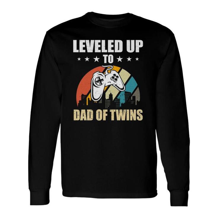 Leveled Up To Dad Of Twins Video Gamer Gaming Long Sleeve T-Shirt T-Shirt