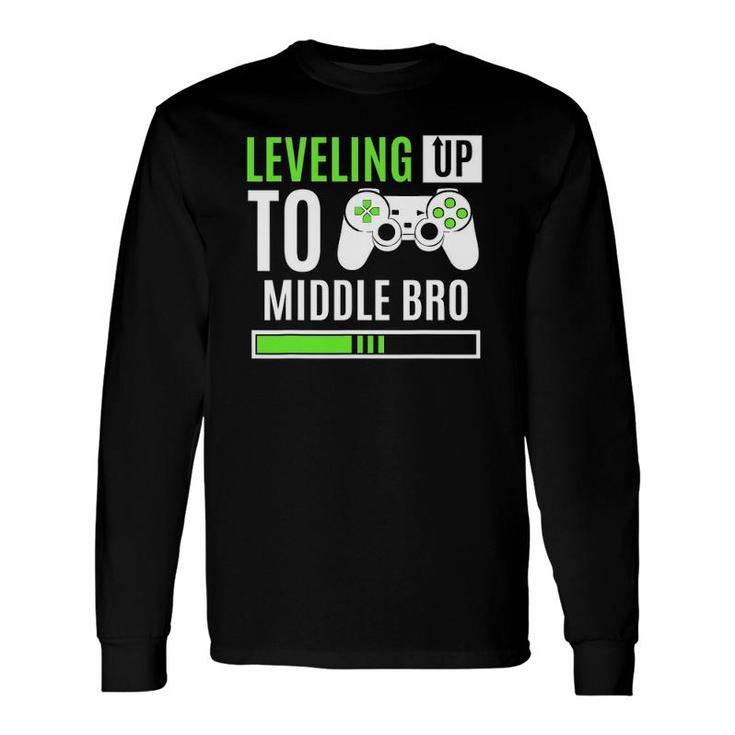 Leveling Up To Middle Bro Gaming Baby Gender Announcement Long Sleeve T-Shirt T-Shirt