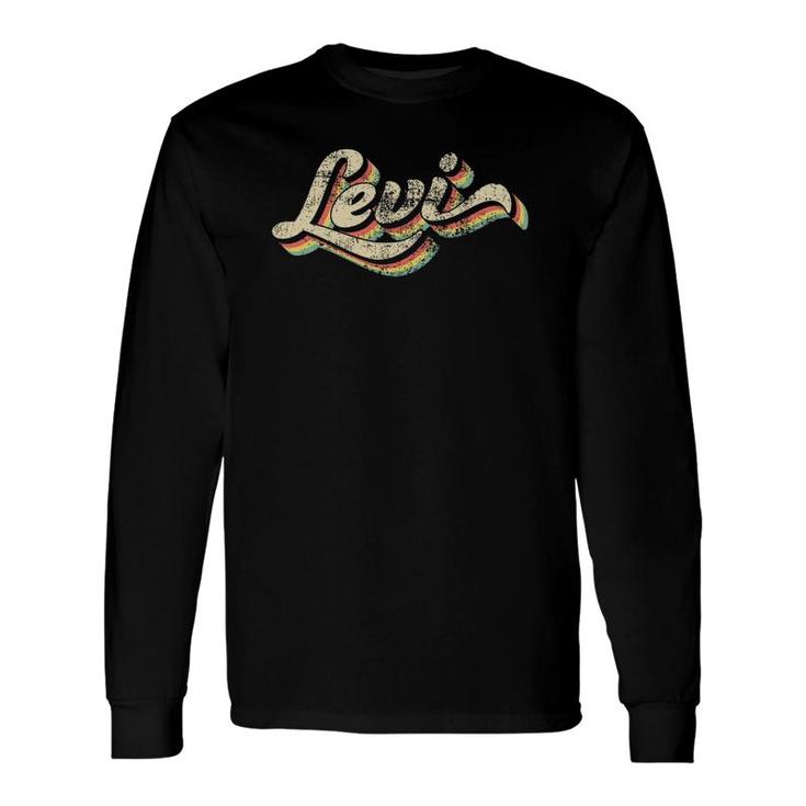 Levi Name 70S Inspired Retro Vintage Distressed Long Sleeve T-Shirt