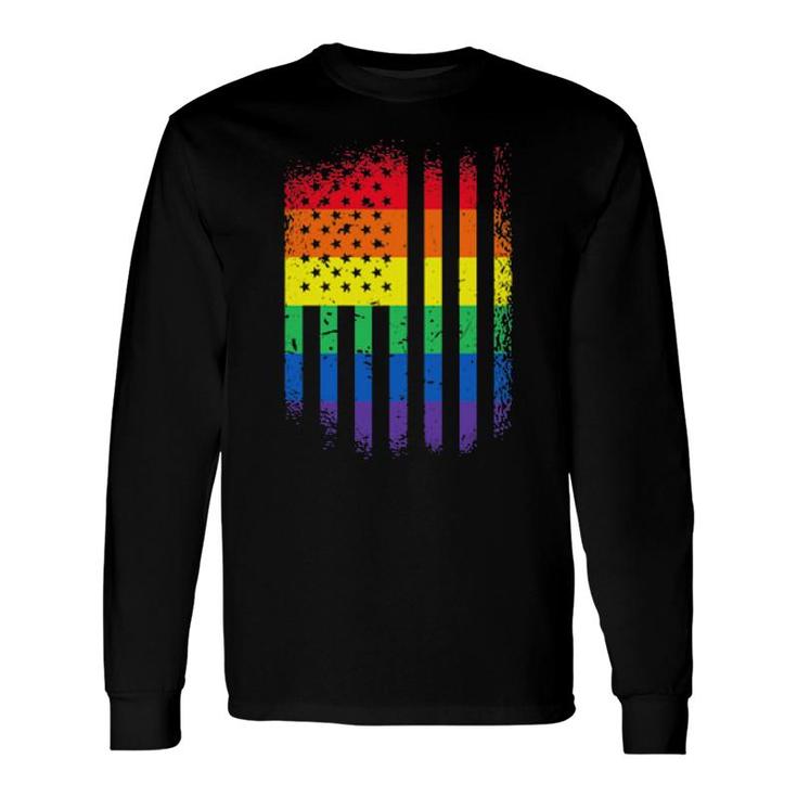 Lgbt Lgbtqia Usa Flag Colorful Gay Lesbian Support Long Sleeve T-Shirt T-Shirt