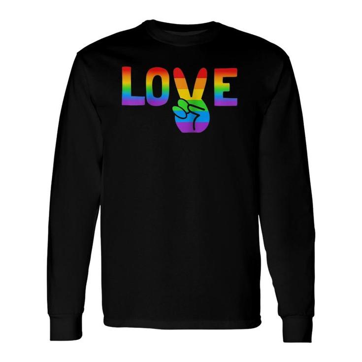 Lgbt Love Peace Sign Rainbow Raglan Baseball Tee Long Sleeve T-Shirt T-Shirt