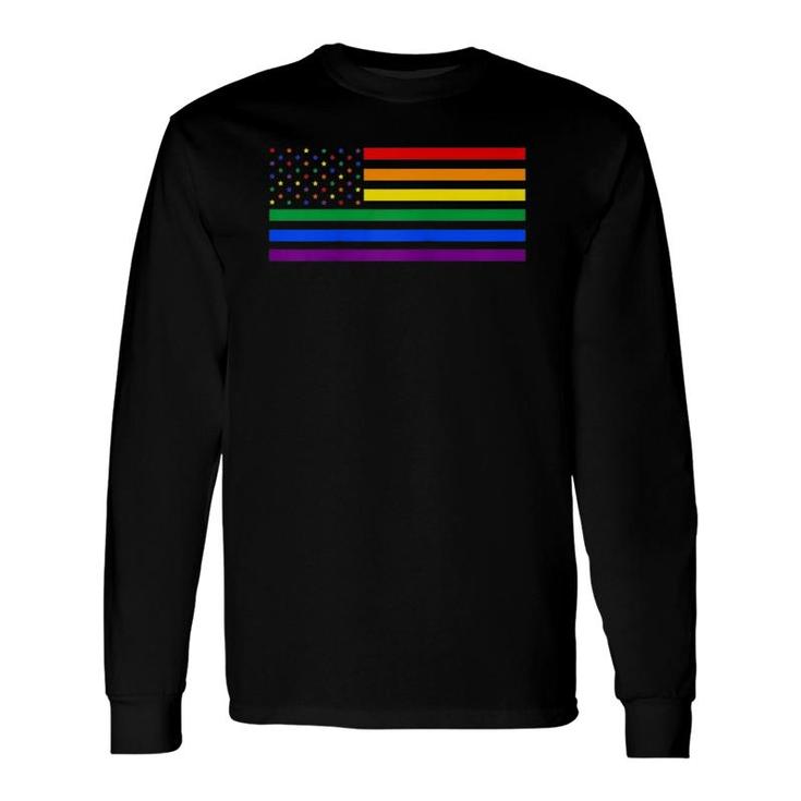 Lgbt Usa Flag Patriotic Gay Rainbow Pride Month Support Raglan Baseball Tee Long Sleeve T-Shirt T-Shirt