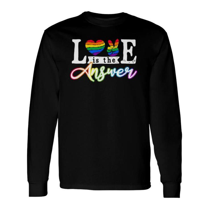 Love Is The Answer Trans Lgbt Gay Pride Month Rainbow Heart Hi Sign Long Sleeve T-Shirt T-Shirt