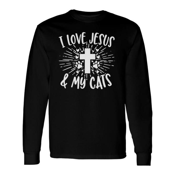 I Love Jesus & My Cats Cute Feline Kitty Cat Christian Long Sleeve T-Shirt T-Shirt