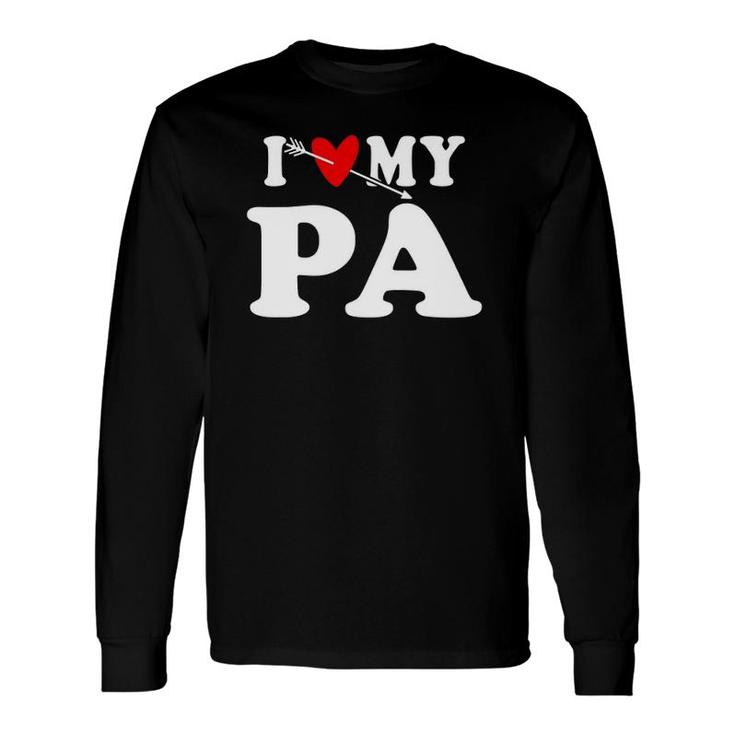 I Love My Pa With Heart Father's Day Wear For Kid Boy Girl Long Sleeve T-Shirt T-Shirt