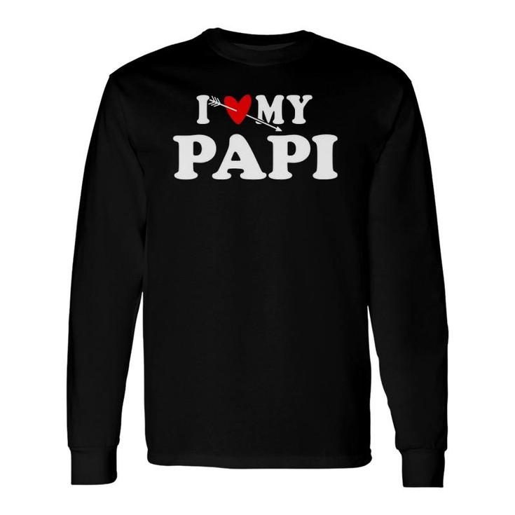 I Love My Papi With Heart Father's Day Wear For Boy Girl Long Sleeve T-Shirt T-Shirt