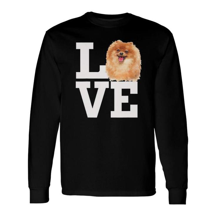 Love Pomeranian Dog Cute Pomeranian Furry Dog Face Long Sleeve T-Shirt