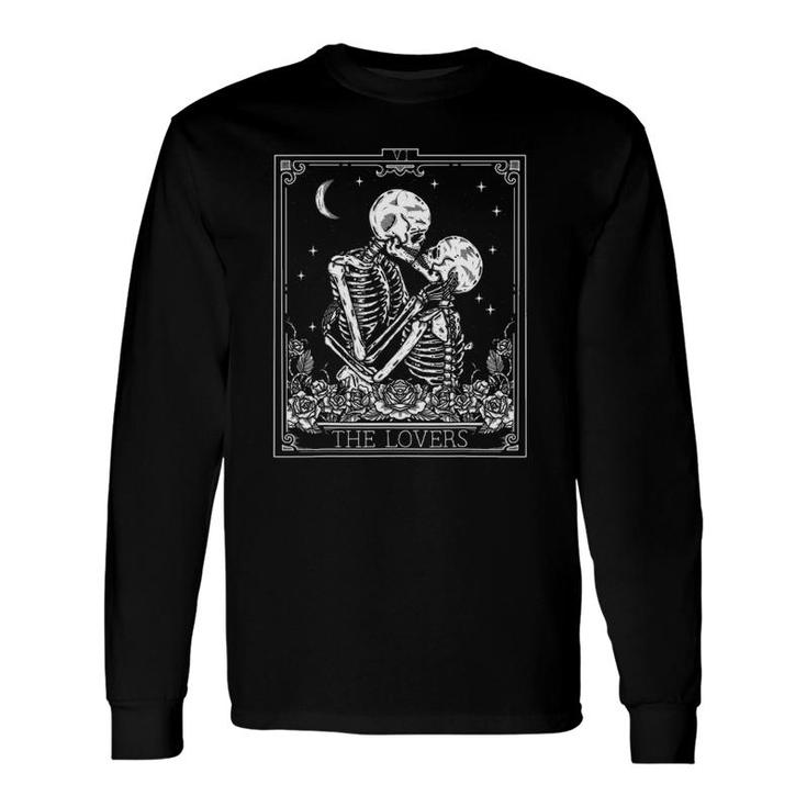 The Lovers Vintage Tarot Card Astrology Skull Horror Occult Long Sleeve T-Shirt T-Shirt