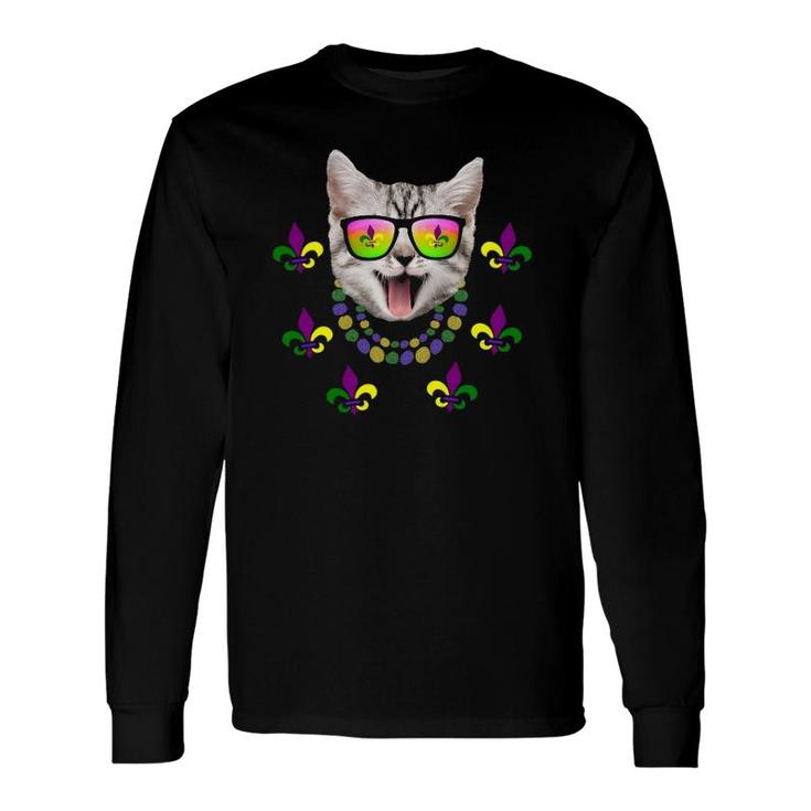 Mardi Gras Cat Party New Orleans Cats Lover Fun Long Sleeve T-Shirt T-Shirt