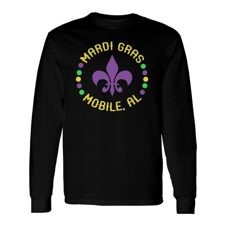Mardi Gras Mobile Mobile Al Fleur De Lis Beads Long Sleeve T-Shirt T-Shirt
