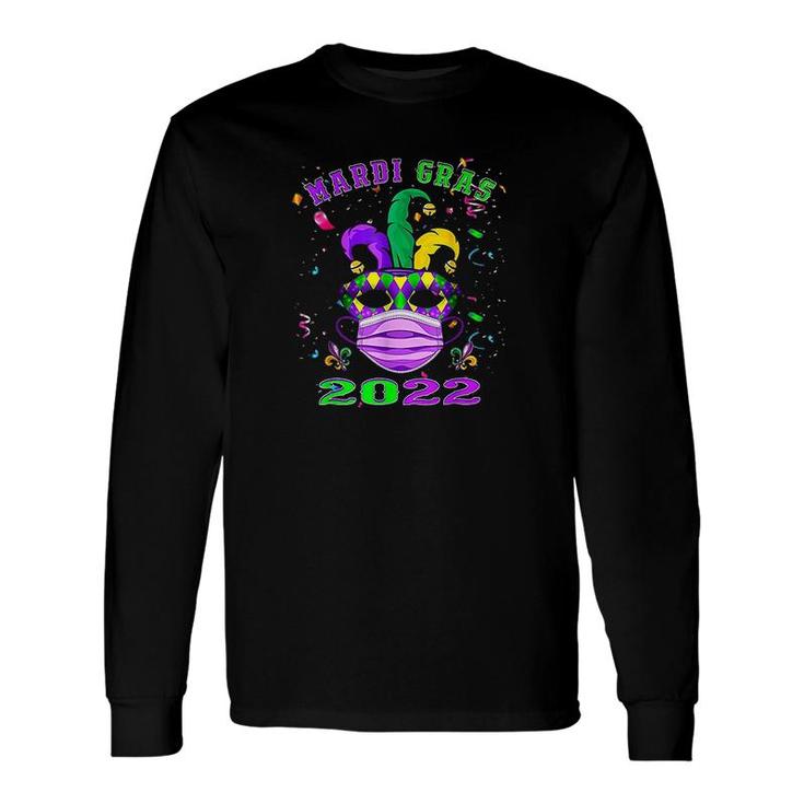 Mask And Face Mask New Orleans Mardi Gras 2022 Long Sleeve T-Shirt