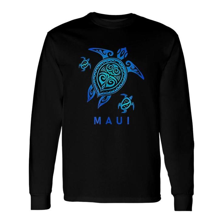 Maui Hawaii Sea Blue Tribal Turtle Long Sleeve T-Shirt T-Shirt