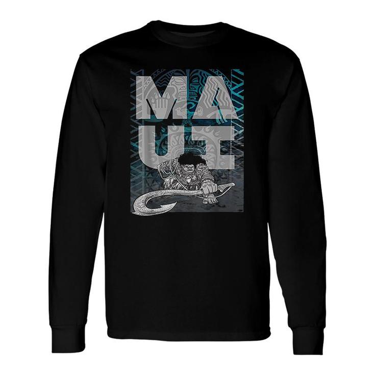 Maui Tattoo Style Letter Stack Portrait Long Sleeve T-Shirt T-Shirt