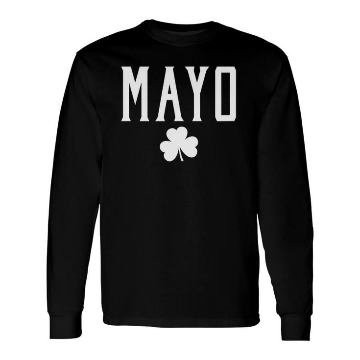 Mayo Ireland Shamrock Vintage Text Green With White Print Long Sleeve T-Shirt T-Shirt