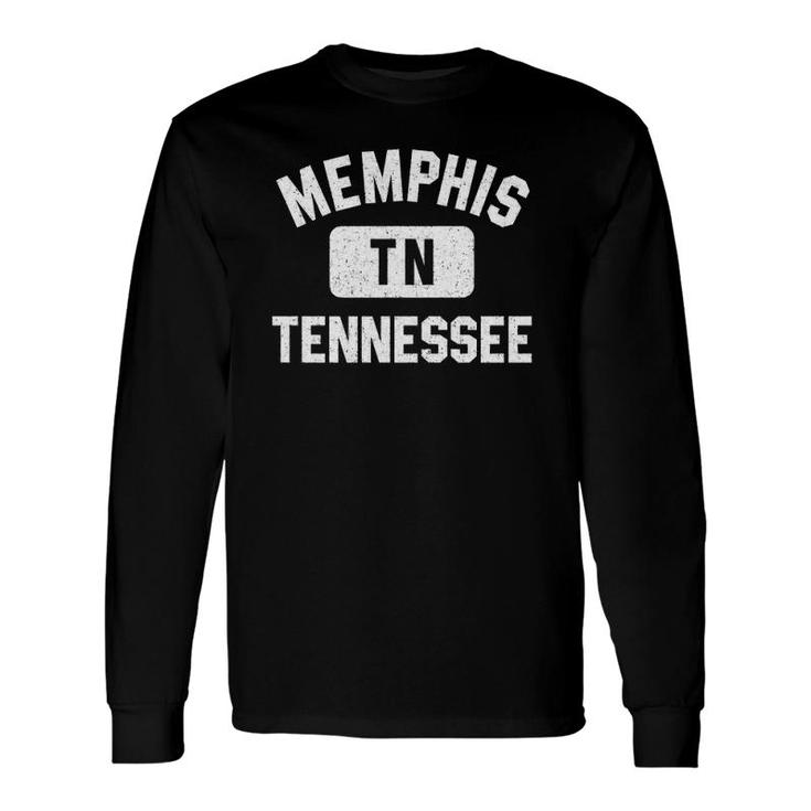 Memphis Tn Tennessee Gym Style Distressed White Print Long Sleeve T-Shirt