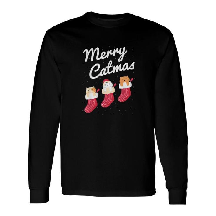 Merry Catmas Christmas Cats In Socks Kitty Cat Lover Sweat Long Sleeve T-Shirt T-Shirt