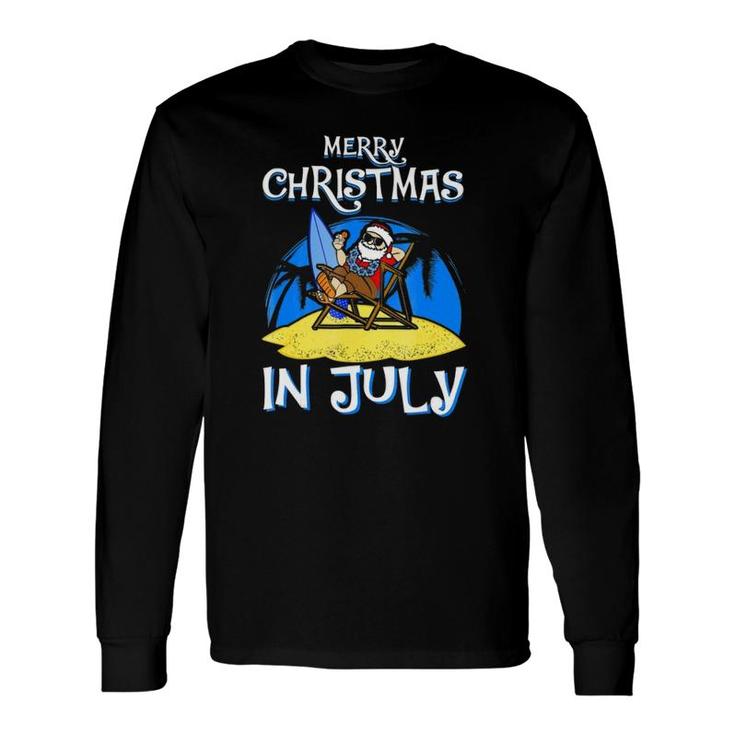 Merry Christmas In July Santa Claus Beach Long Sleeve T-Shirt T-Shirt