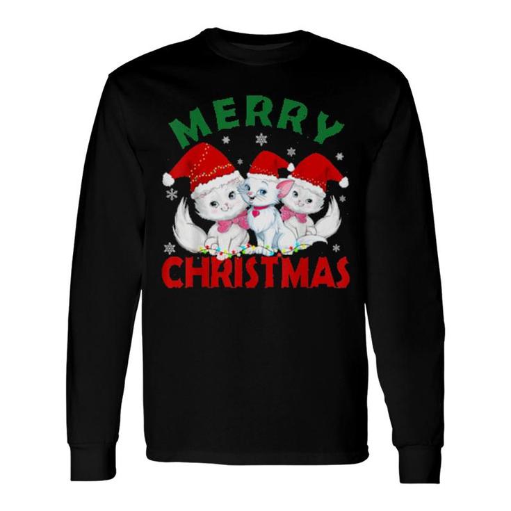 Merry Christmas Three Sweet Cats For All Cats Cat Xmas Long Sleeve T-Shirt T-Shirt