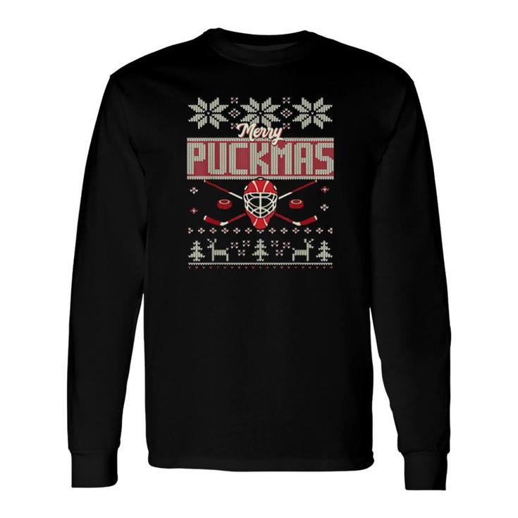 Merry Puckmas Hockey Ugly Merry Christmas Long Sleeve T-Shirt