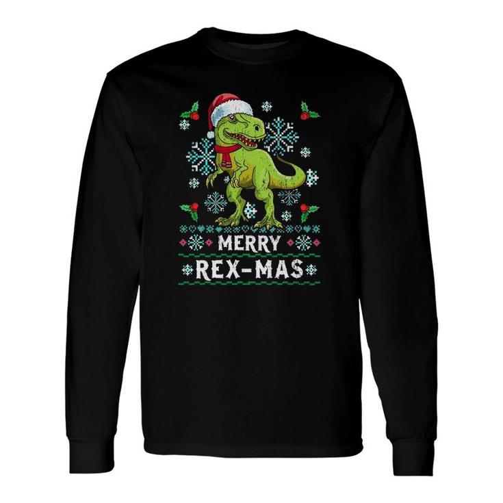Merry Rex-Mas Christmasrex Dinosaur Ugly Knit Long Sleeve T-Shirt T-Shirt