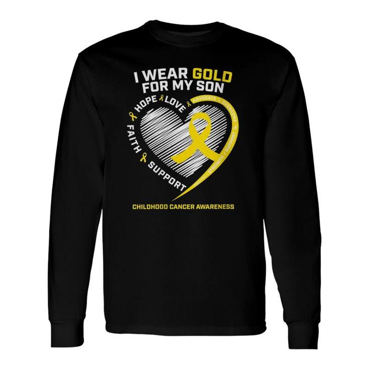 Mom Dad I Wear Gold For My Son Childhood Cancer Awareness Long Sleeve T-Shirt T-Shirt