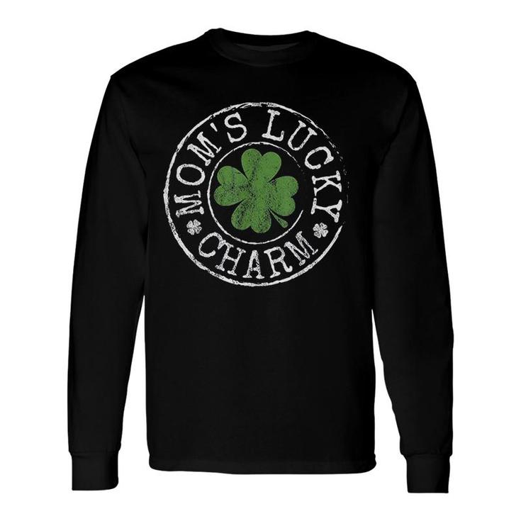 Moms Lucky Charm Irish Clovers Boy Girl Long Sleeve T-Shirt