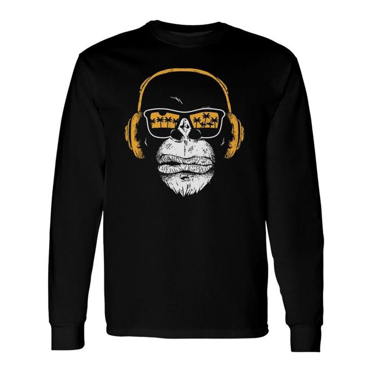 Monkey With Dj Headphones And Sunglasses Monkey Long Sleeve T-Shirt T-Shirt