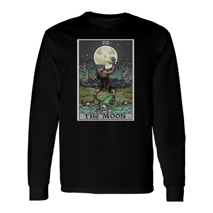 The Moon Tarot Card Halloween Werewolf Gothic Witch Horror Long Sleeve T-Shirt T-Shirt