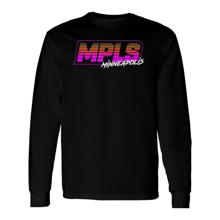 Mpls Minneapolis Retro 80'S Box Stripes Long Sleeve T-Shirt