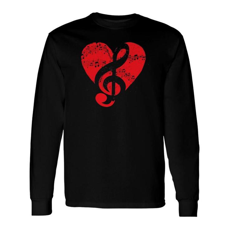 Musician Music Lover Treble Clef Heart Music Notes Music Long Sleeve T-Shirt