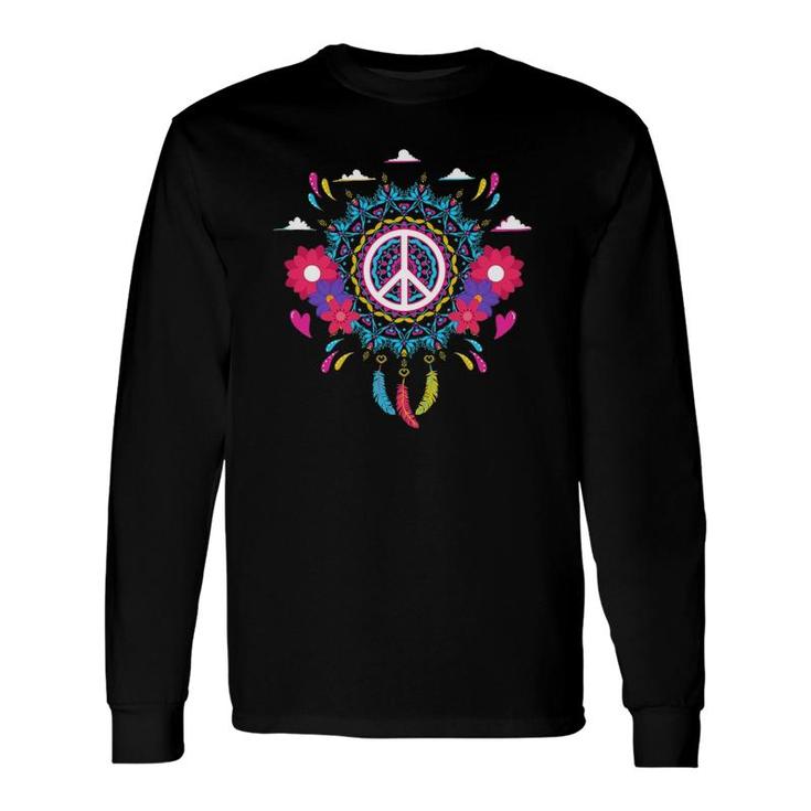 Native Wind Catcher Wind Spinner Boho Mandala Peace Sign Long Sleeve T-Shirt T-Shirt