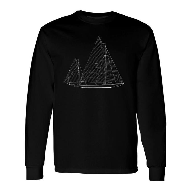 Nautical Sketch Sailboat Yawl Rig Sailing Long Sleeve T-Shirt T-Shirt