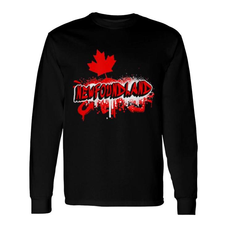 Newfoundland Canada Maple Leaf Flags Long Sleeve T-Shirt