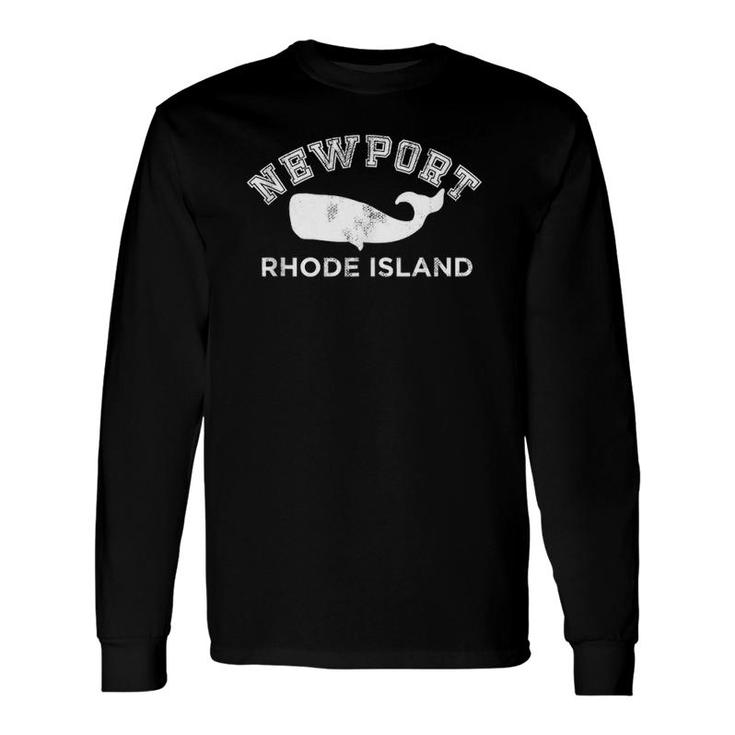 Newport Rhode Island Ri Whale Vintage Retro Silhouette Long Sleeve T-Shirt T-Shirt