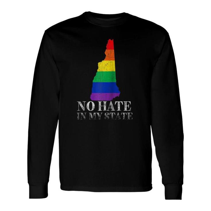 No Hate In My State New Hampshire Lgbt Pride Rainbow Raglan Baseball Tee Long Sleeve T-Shirt T-Shirt