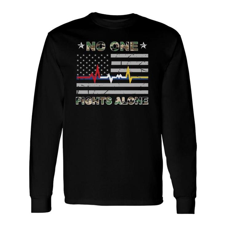 No One Fights Alone Usa Flag Military Police Nurse Long Sleeve T-Shirt T-Shirt